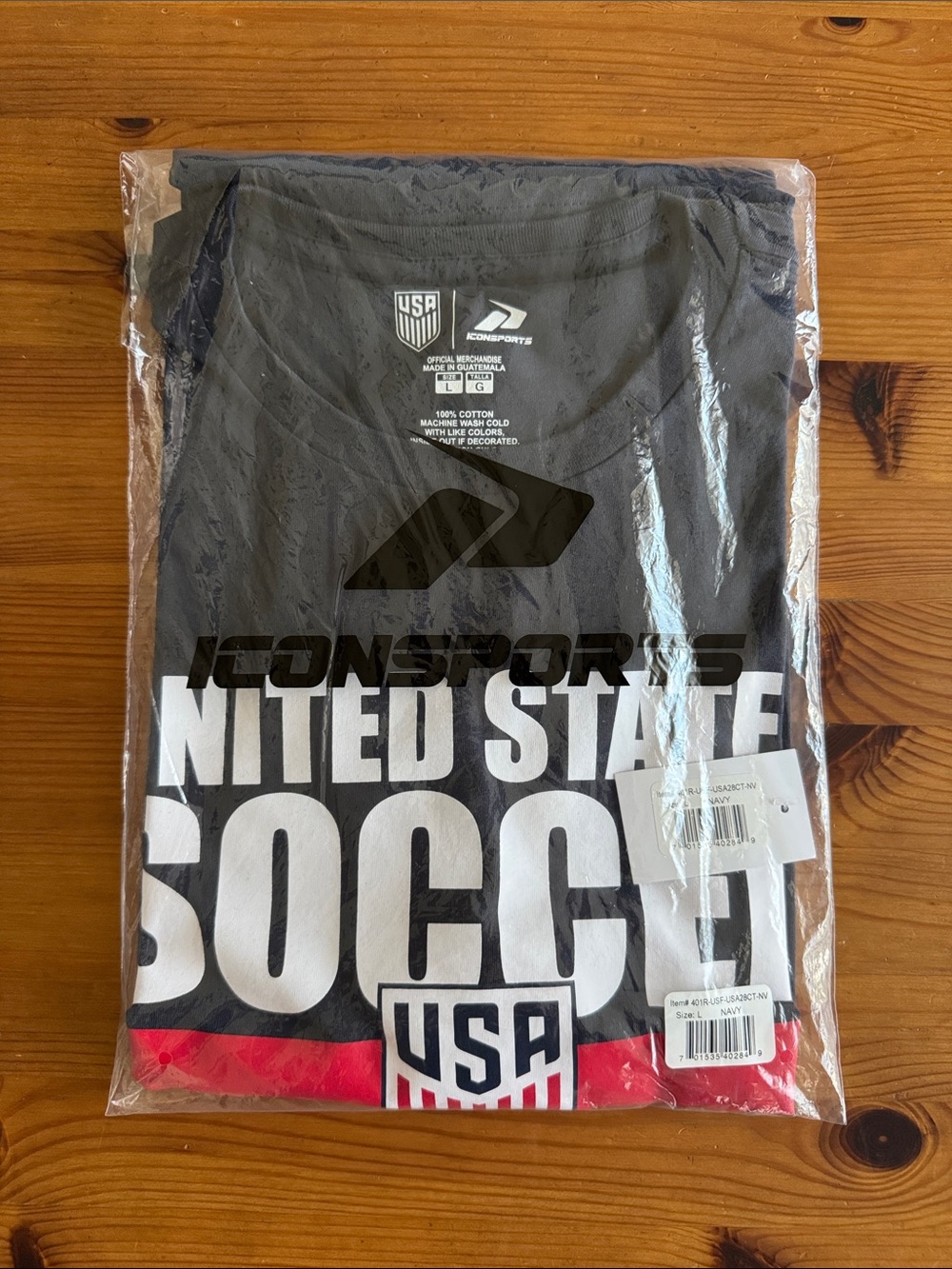 Icon Sports FIFA World Cup USA Soccer Logo Tee Shirt - Dark Blue, White & Red